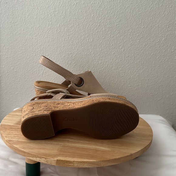 Clarks Collection Suede Cork Wedges - Giselle Sea - Picture 10 of 13